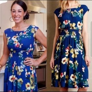 Anthropologie Maeve Evaline Blue Floral Dress ASO Joanna Gaines
